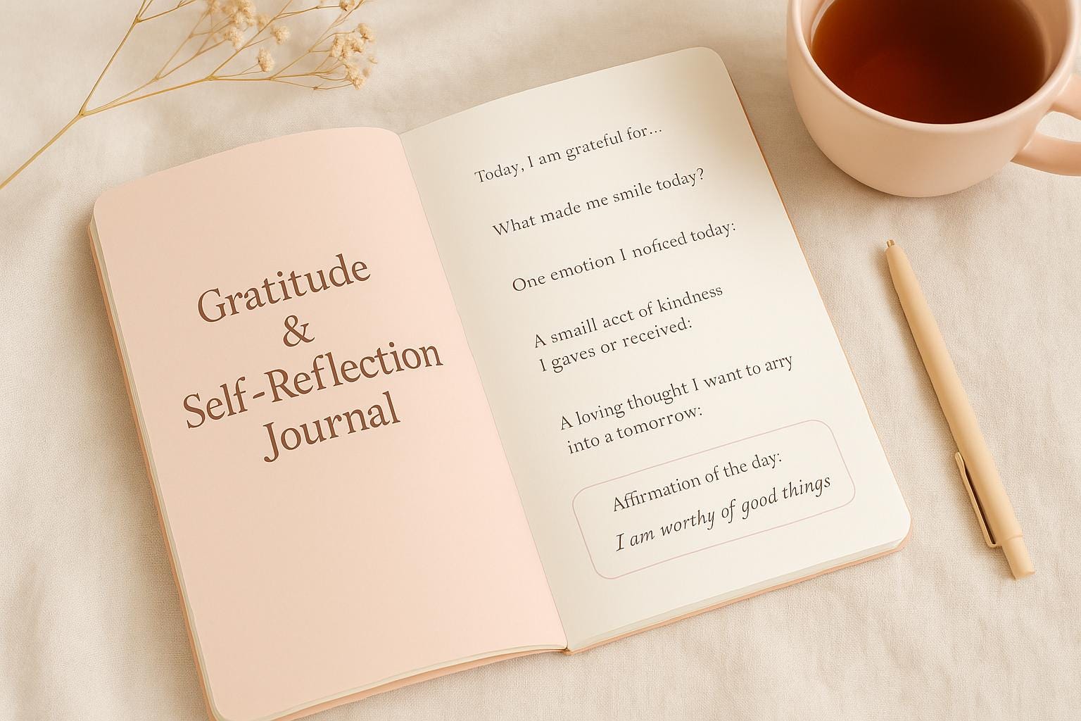 30-Day Healing Self-Worth Journal: Printable Gratitude & Self-Reflection Workbook for Emotional Growth