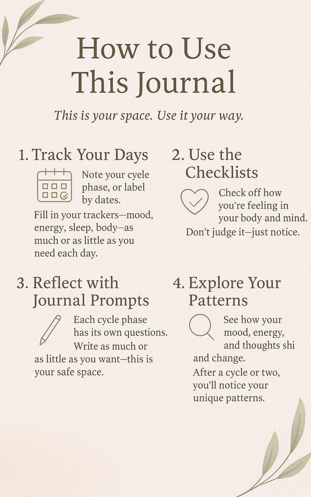 Monthly Women's Cycle and Mood Journal: Printable Period Tracker, Self-Care Workbook, Emotional Wellness Planner