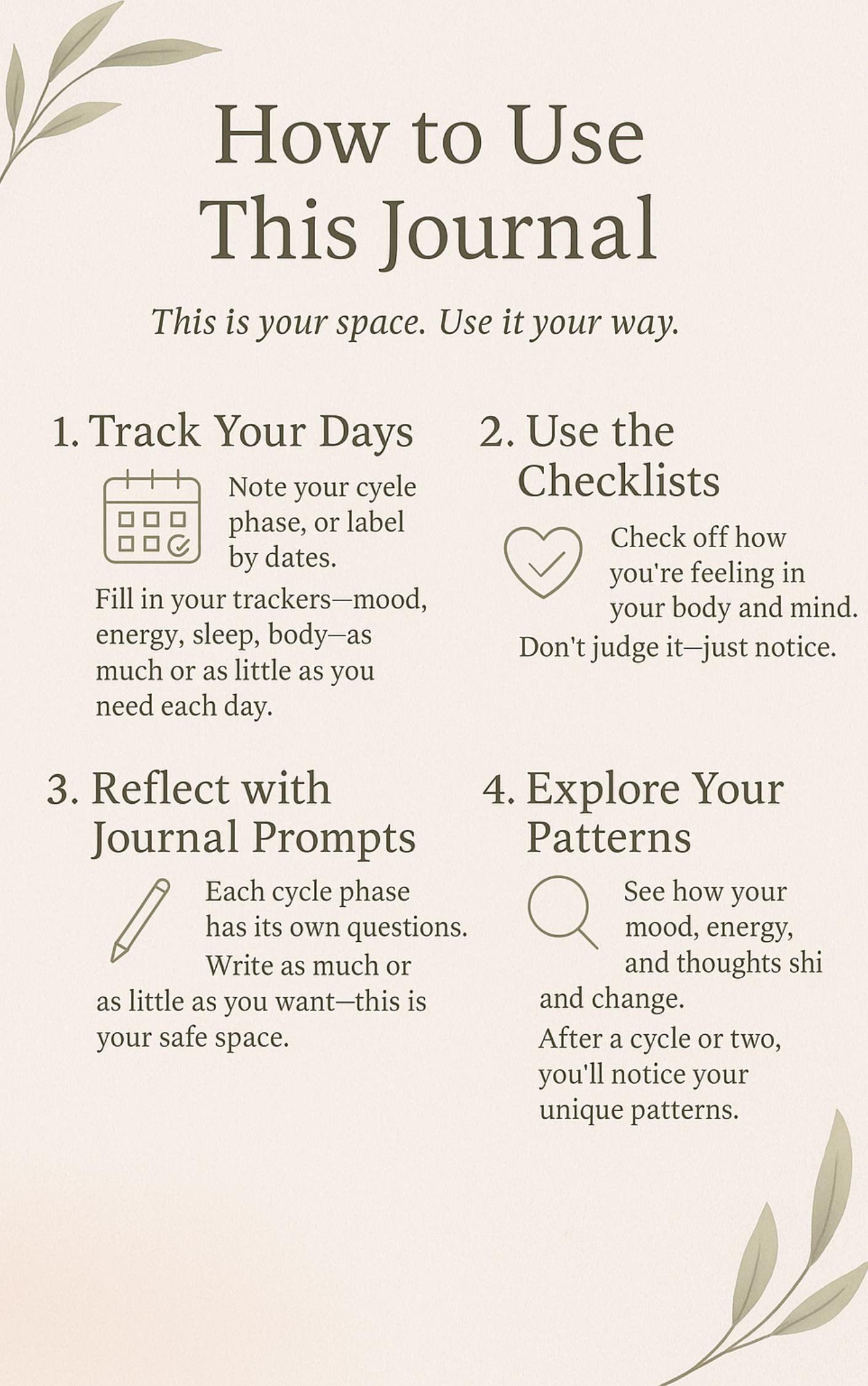 Monthly Women's Cycle and Mood Journal: Printable Period Tracker, Self-Care Workbook, Emotional Wellness Planner