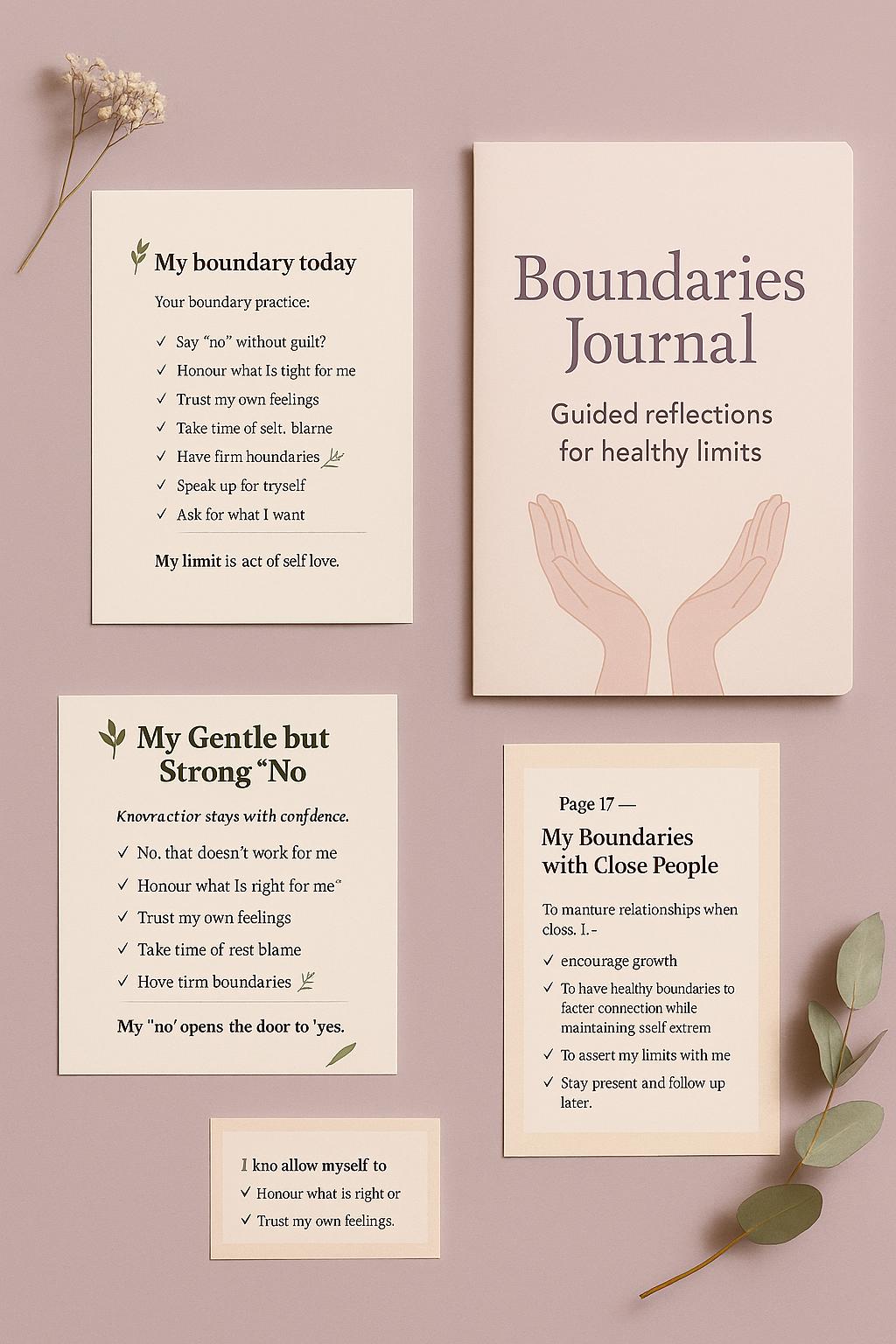 Printable Boundaries Journal: Self-Help Workbook for Emotional Healing, Saying No & Building Self-Worth