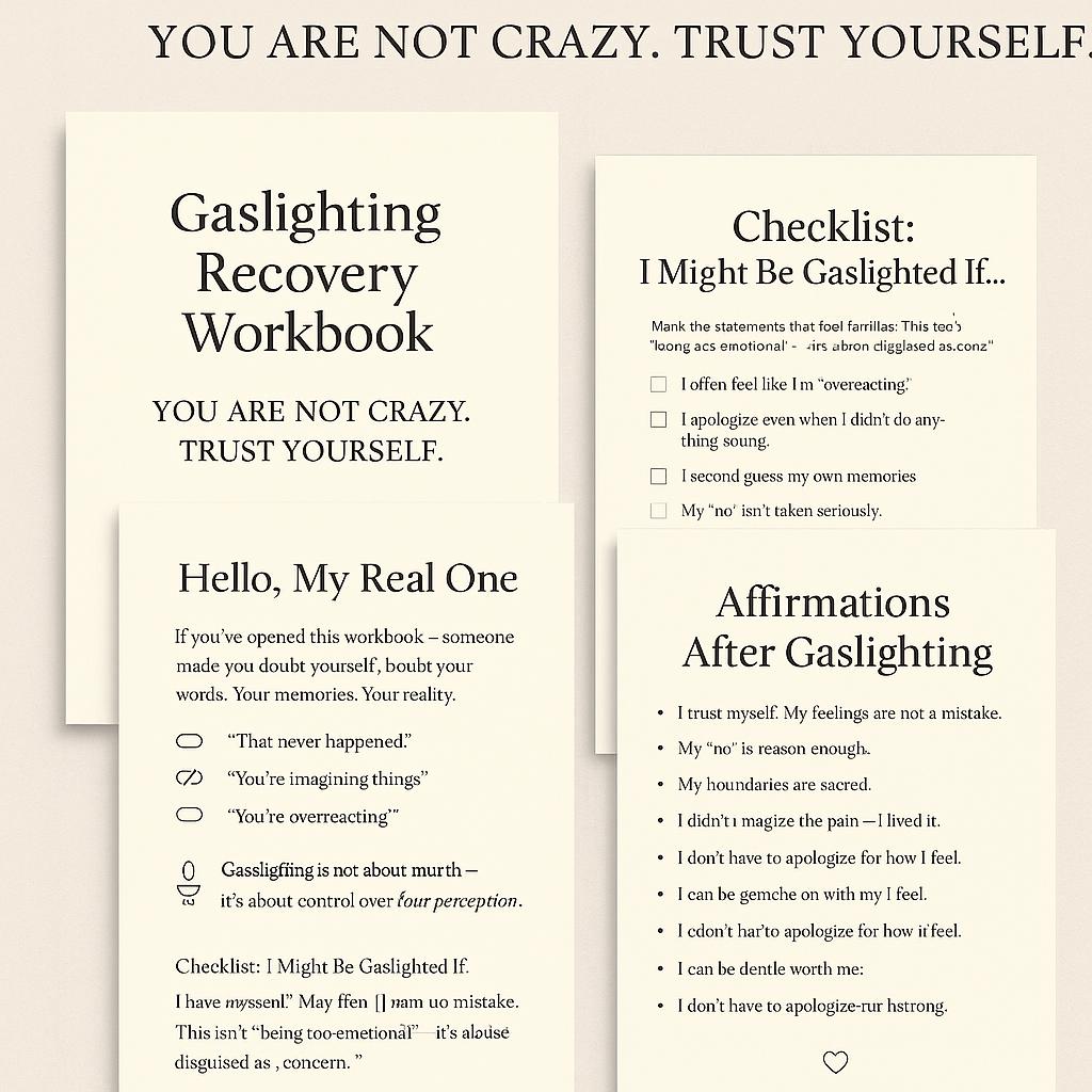 Gaslighting Recovery Workbook: Emotional Abuse Healing Journal for Mental Health (Printable PDF)