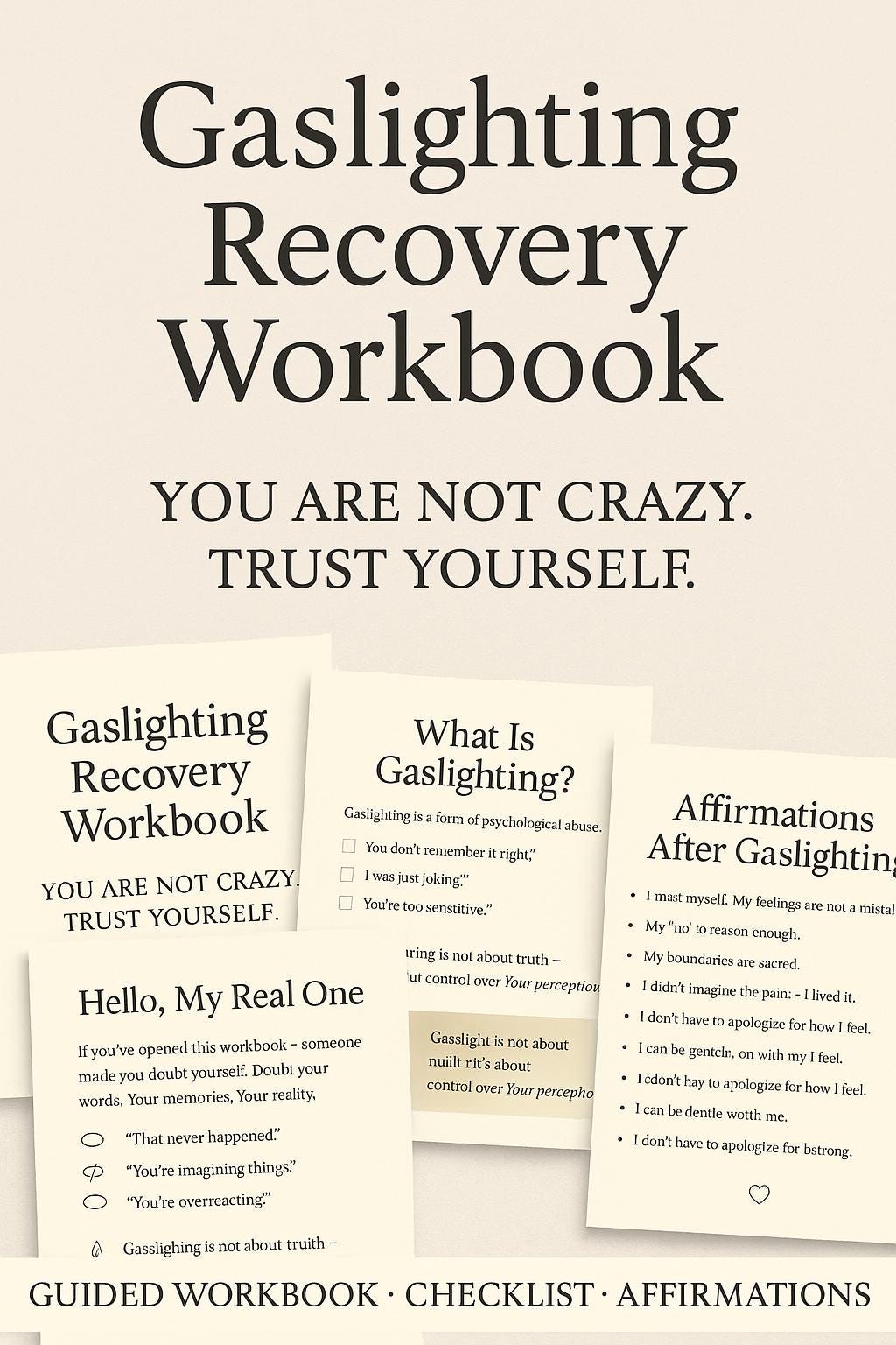 Gaslighting Recovery Workbook: Emotional Abuse Healing Journal for Mental Health (Printable PDF)