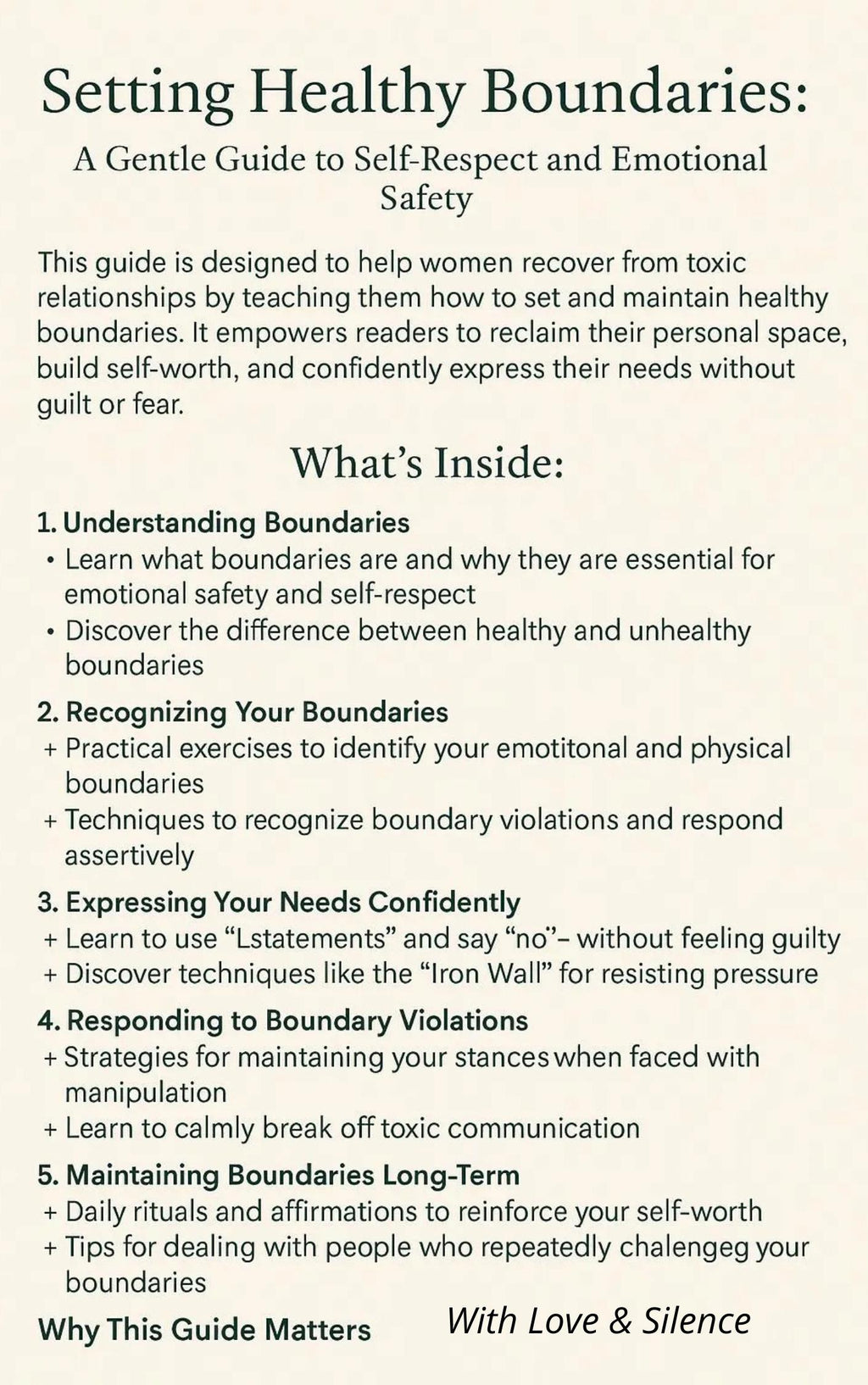 Healthy Boundaries Workbook: Printable PDF Guide for Building Self-Respect & Setting Limits with Confidence