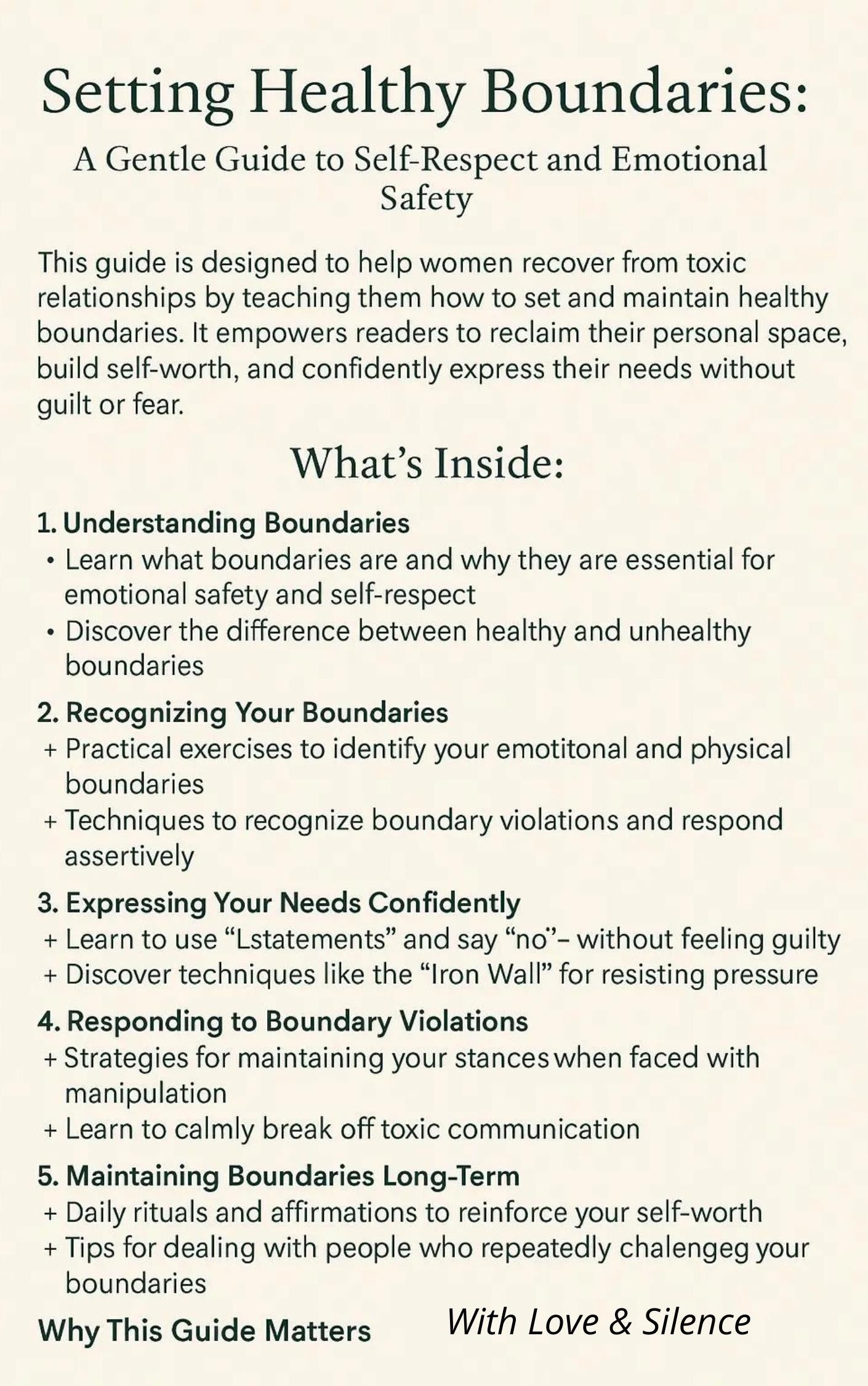 Healthy Boundaries Workbook: Printable PDF Guide for Building Self-Respect & Setting Limits with Confidence