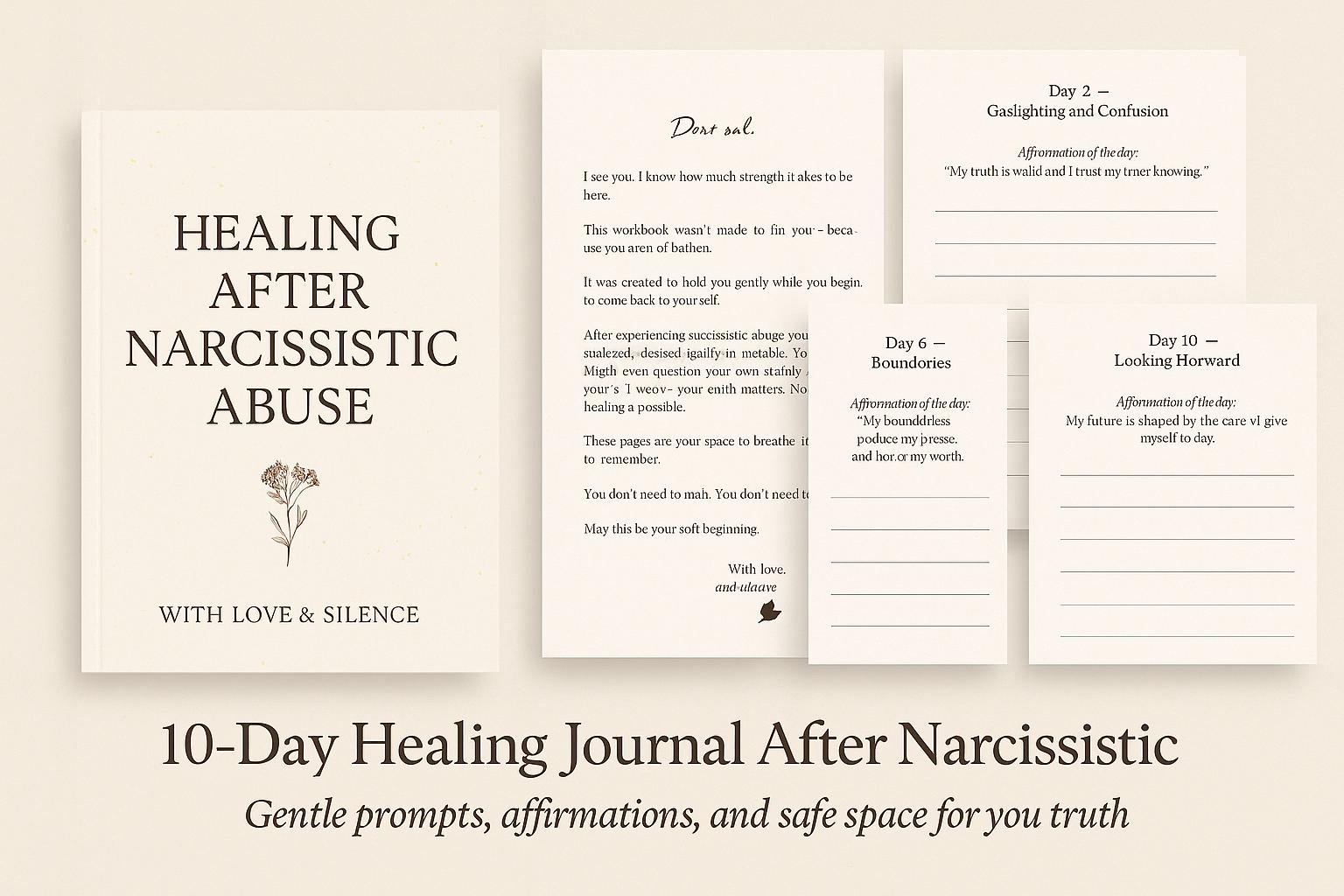 Healing Workbook After Narcissistic Abuse – 10-Day Emotional Recovery Journal for Women | Printable PDF