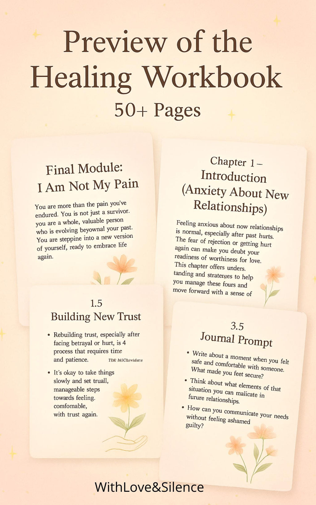Love After Pain: Emotional Healing Workbook & Self-Care Ritual Cards | Digital Journal Printables