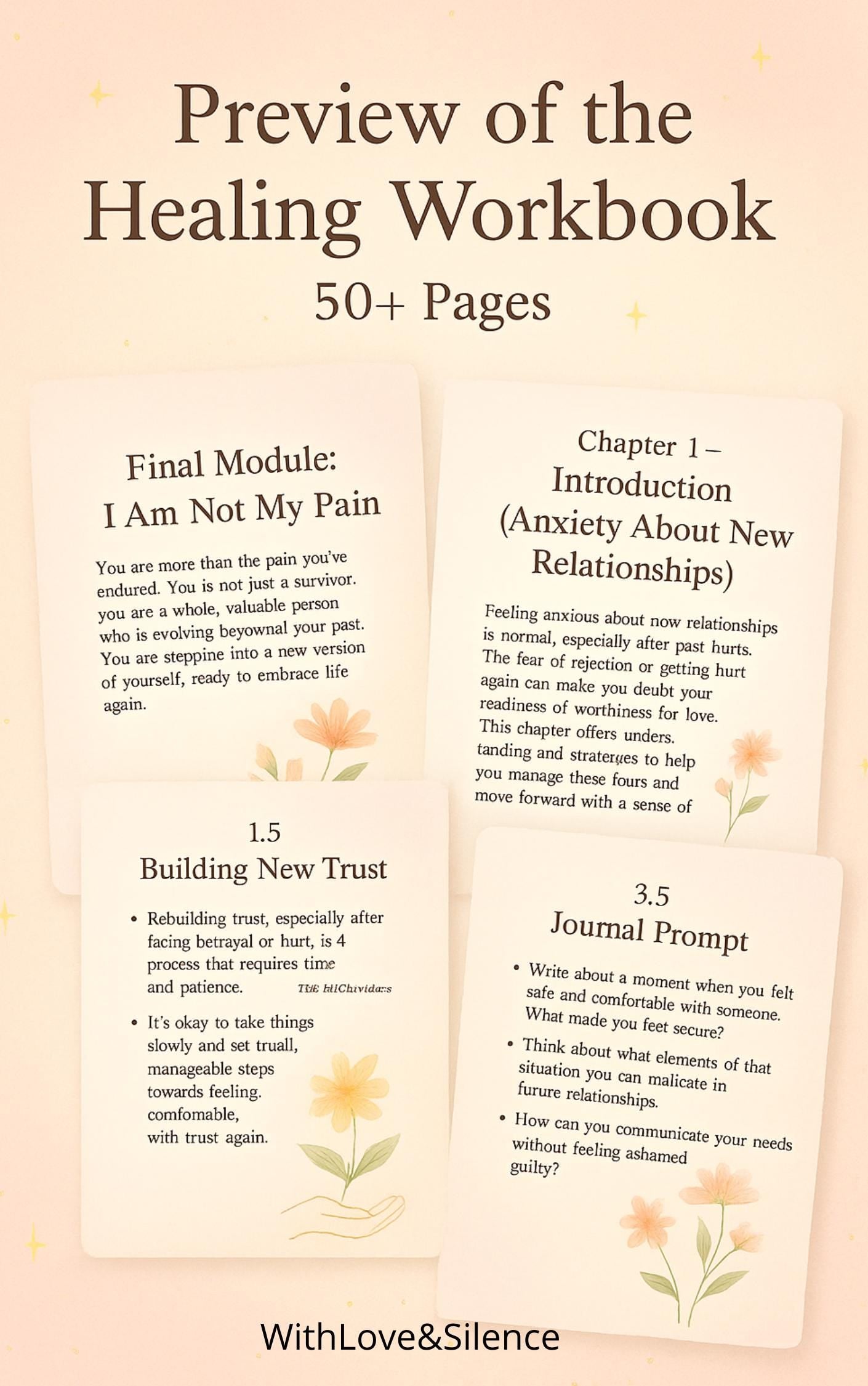 Love After Pain: Emotional Healing Workbook & Self-Care Ritual Cards | Digital Journal Printables