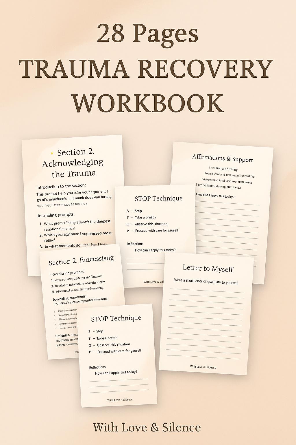 Healing Journey: Trauma Recovery Workbook & Self-Therapy Guide PDF | Printable Journal for Emotional Wellness