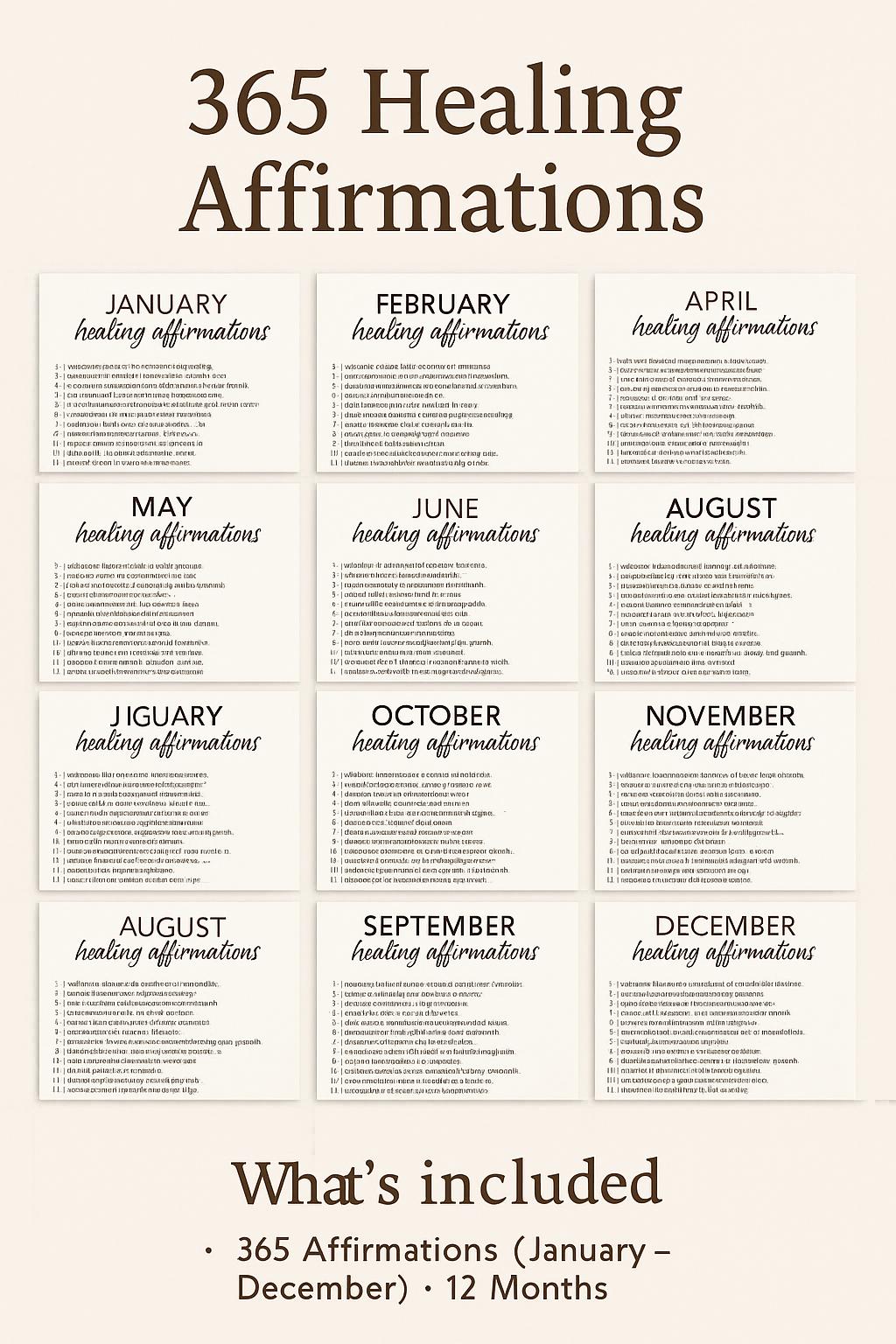 365 Daily Healing Affirmations: Printable Mindfulness Journal for Self-Love & Positive Mental Health