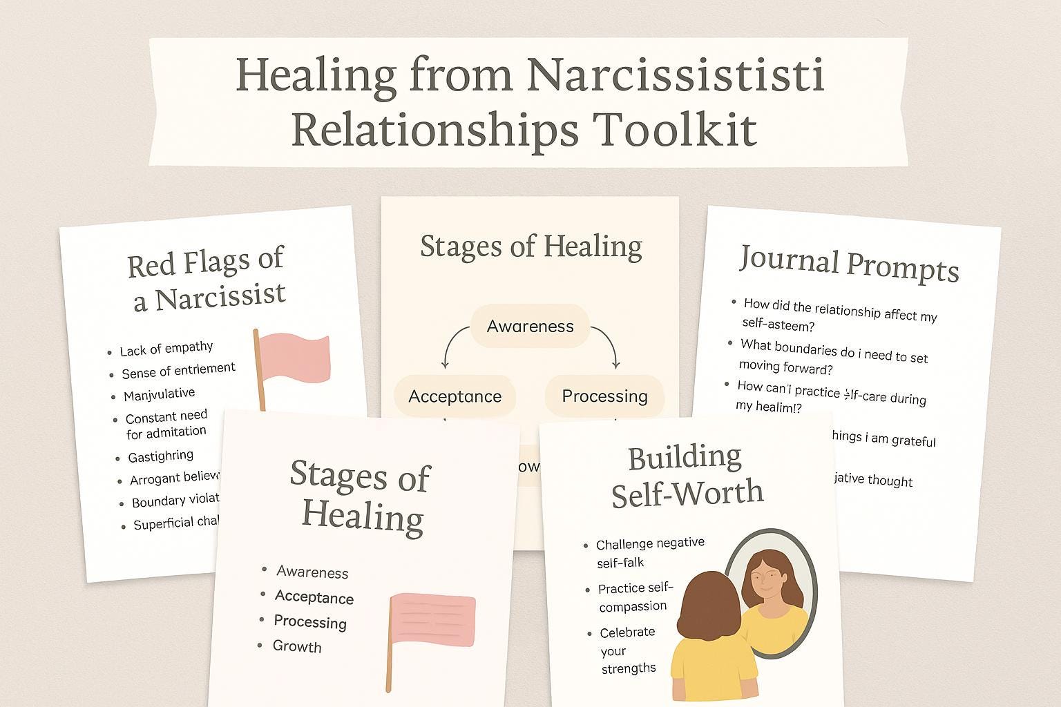 Narcissistic Abuse Recovery Journal: Printable Trauma Healing Toolkit for Self-Care and Emotional Growth