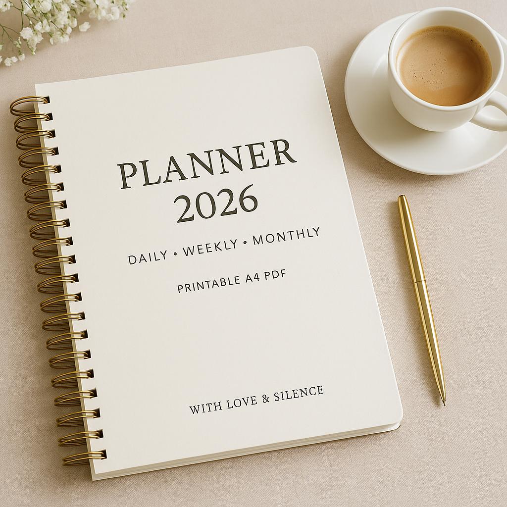 2026 Minimalist A4 Digital Planner & Calendar: Daily, Weekly, Monthly, Yearly Agenda PDF Printable