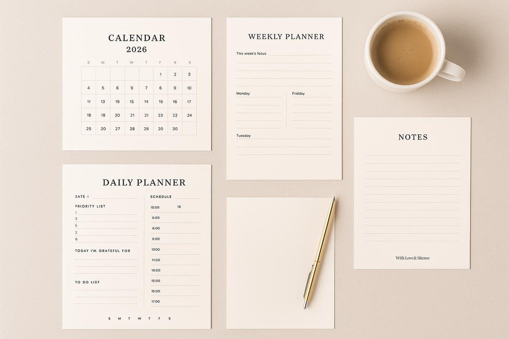 2026 Minimalist A4 Digital Planner & Calendar: Daily, Weekly, Monthly, Yearly Agenda PDF Printable