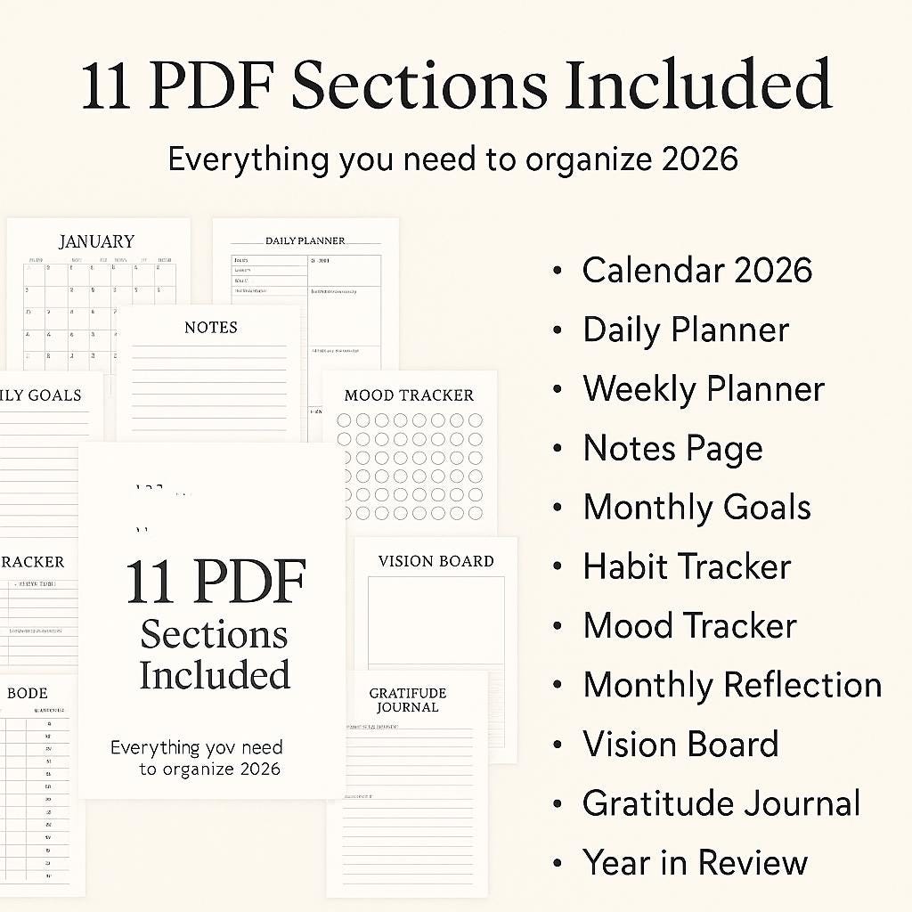 A4 2026 Digital Planner Bundle – Calendar, Journal, Trackers – Instant Download