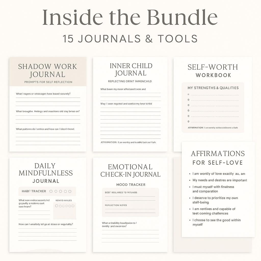 15-in-1 Digital Self-Healing Bundle: Printable Journals, Therapy Worksheets & Recovery Workbooks