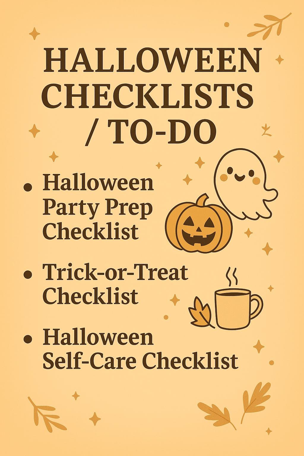 Spooky Halloween Printable Checklists: Party Prep, Trick-or-Treat & Self-Care To-Do Lists | PDF Planner