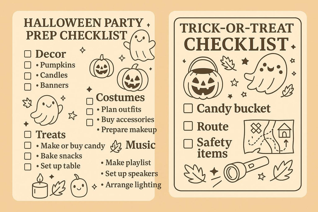 Spooky Halloween Printable Checklists: Party Prep, Trick-or-Treat & Self-Care To-Do Lists | PDF Planner