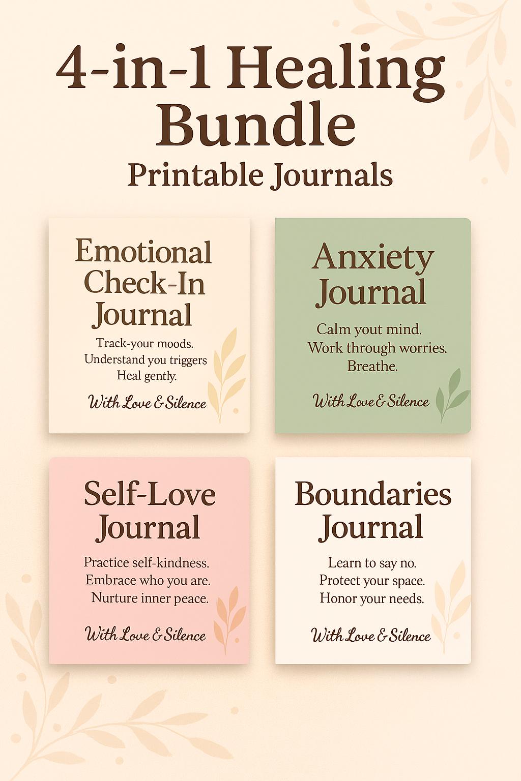 Self-Worth Healing Workbook Bundle: Confidence, Emotional Growth (Printable PDFs