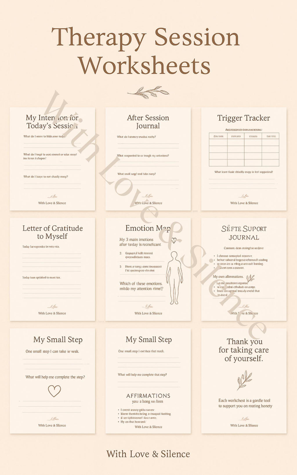 Printable Therapy Session Worksheets: Mental Health Counseling Tools & Self-Reflection Journal PDF