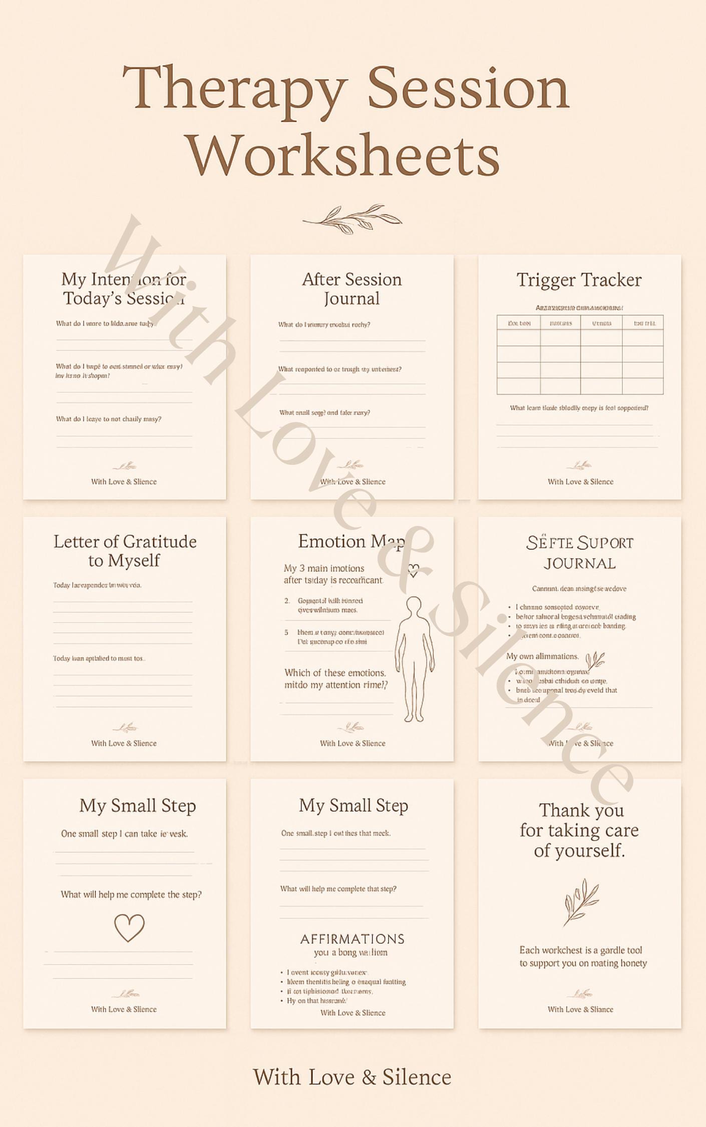 Printable Therapy Session Worksheets: Mental Health Counseling Tools & Self-Reflection Journal PDF