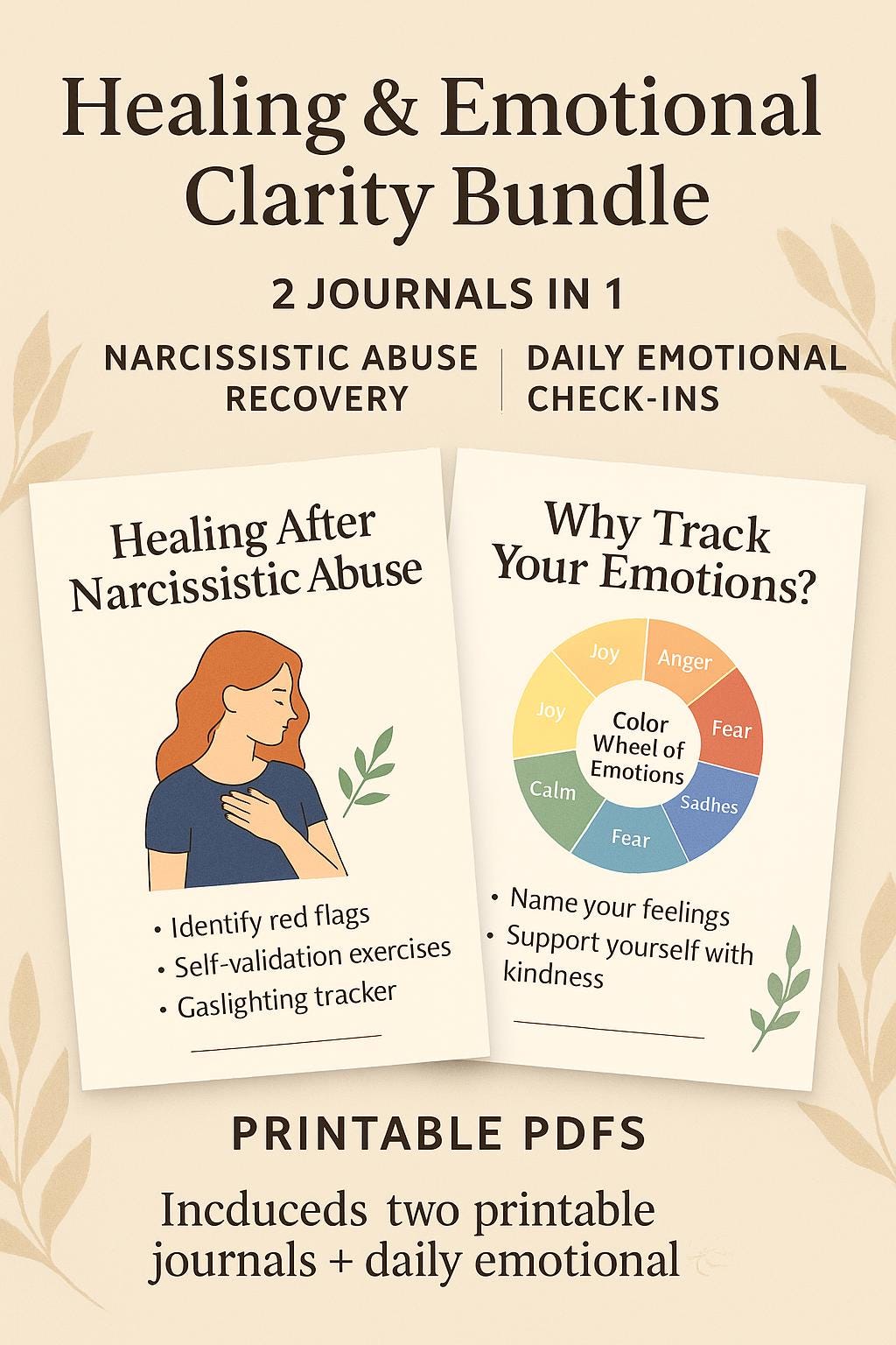 Healing & Emotional Clarity Bundle: Narcissistic Abuse Recovery | Daily Check-In Journals