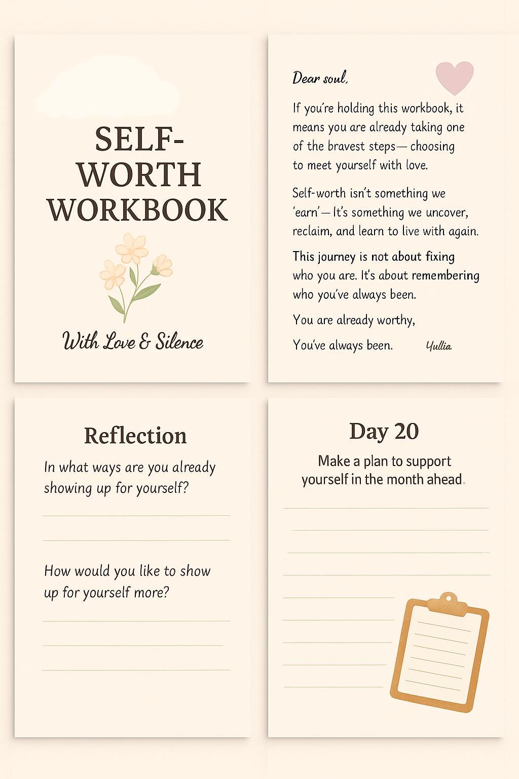Women's Self-Worth Journal: 20-Day Printable Workbook for Confidence, Healing & Personal Growth