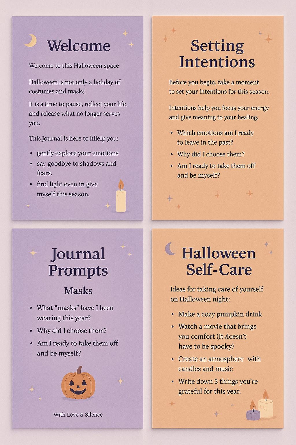 Halloween Self-Care Journal: Emotional Healing, Shadow Work, Witchy Rituals & Affirmations PDF Guide