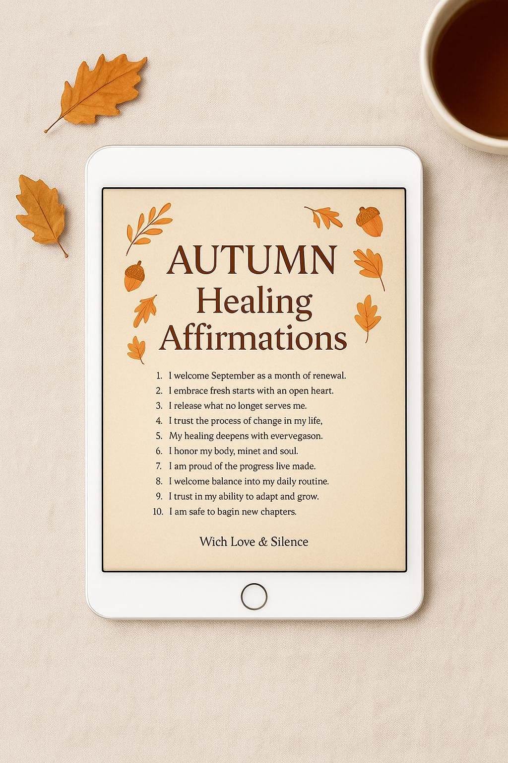 Autumn Healing Journal: Printable Self-Love, Mindfulness & Gratitude Affirmations for Fall Reflection