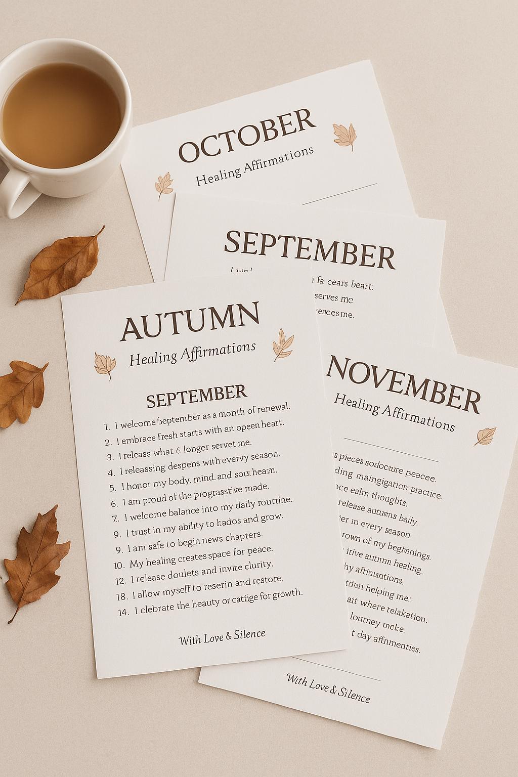 Autumn Healing Journal: Printable Self-Love, Mindfulness & Gratitude Affirmations for Fall Reflection