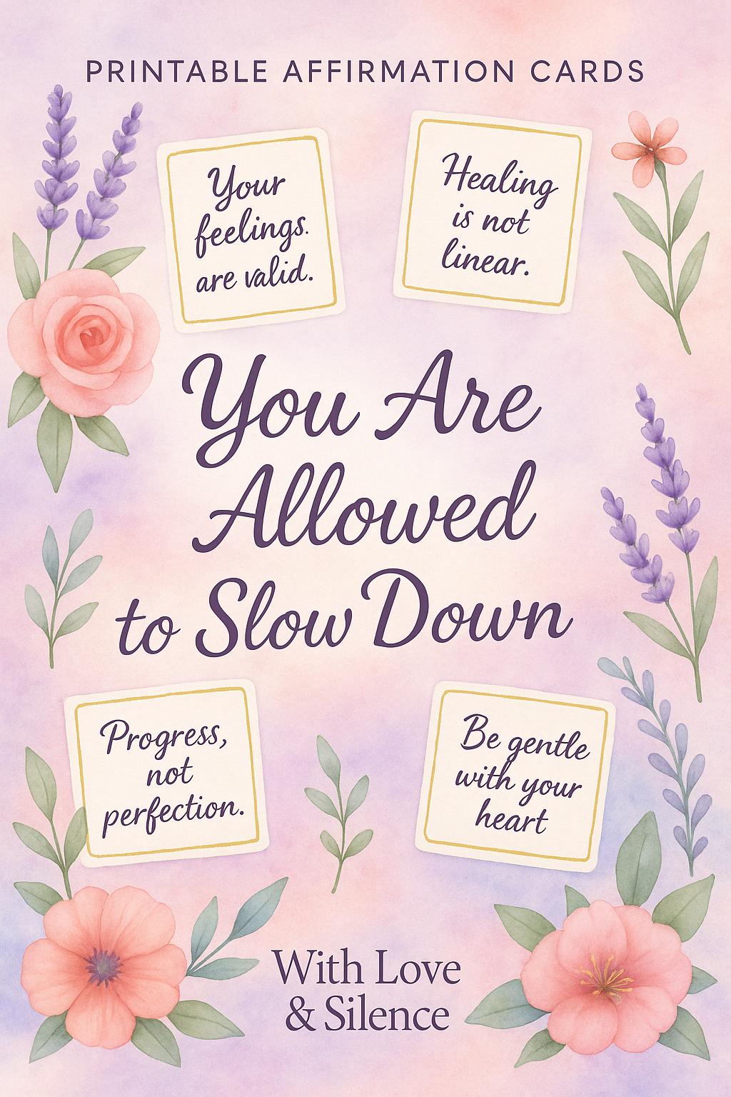 Printable Mental Health Affirmation Cards: Self-Care PDF Deck for Emotional Support (10 pieces)