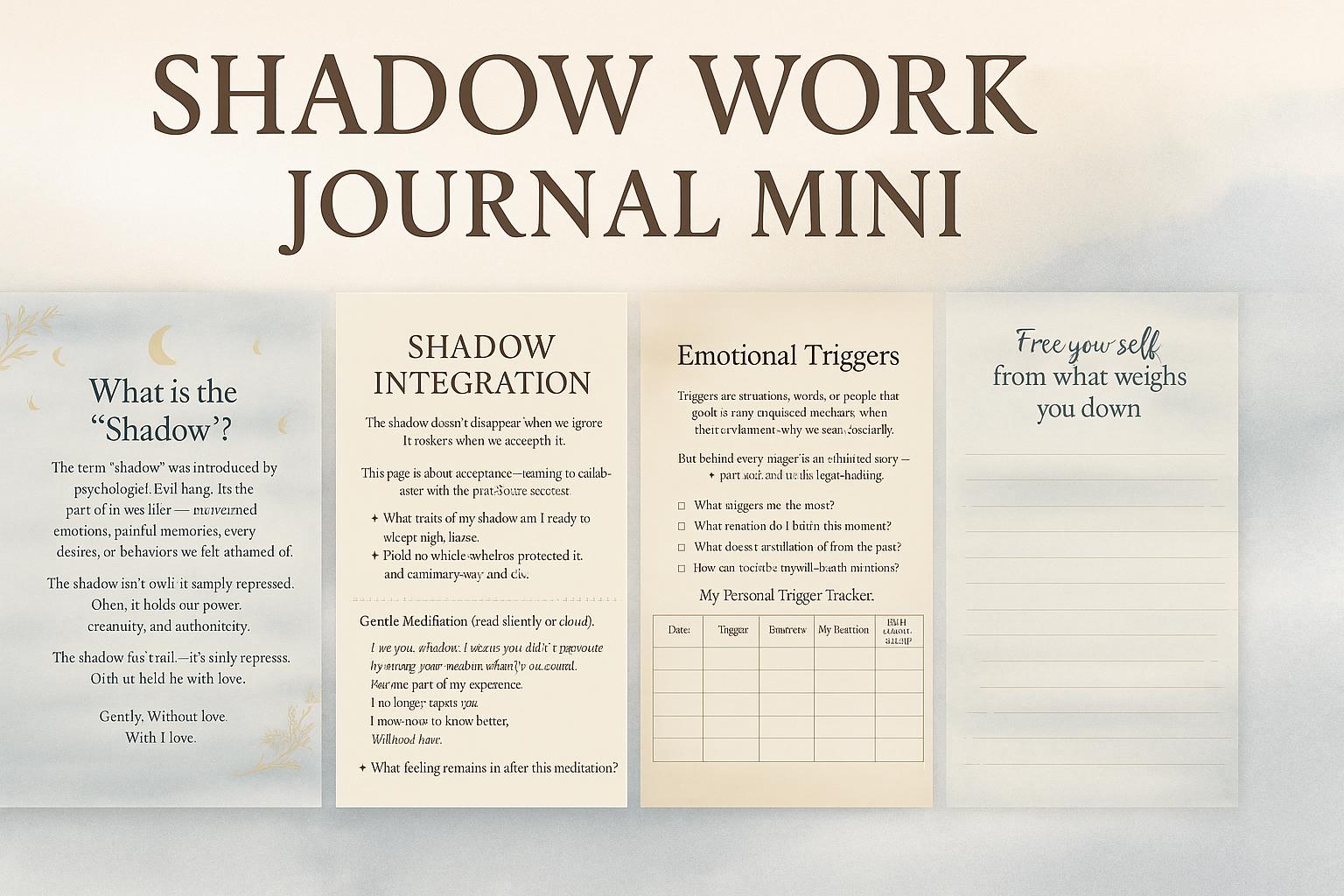 Healing Gift Bundle: Gratitude Journal, Shadow Work Mini Journal & Affirmation Cards | Self-Care Printable PDF Set