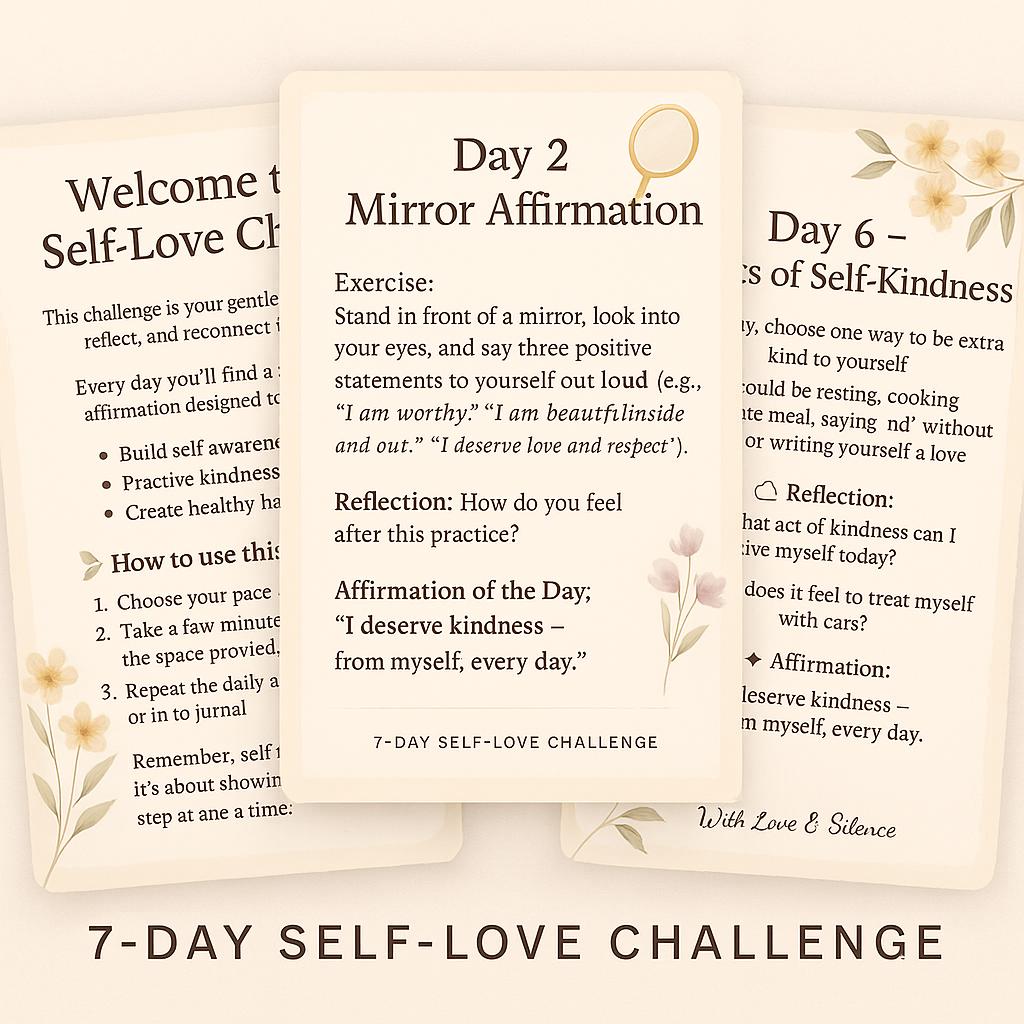 7-Day Self-Love Challenge | Digital PDF Journal with Daily Prompts & Affirmations | Printable Self-Care Workbook