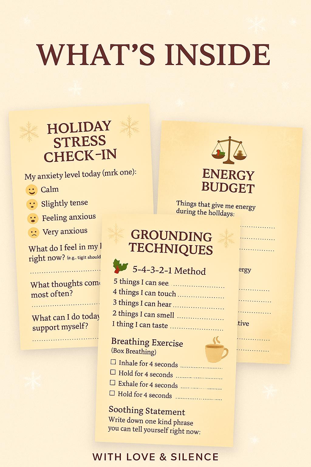 Holiday Anxiety Workbook | Printable Journal for Stress Relief, Self-Care & Calm Holidays (PDF Download)