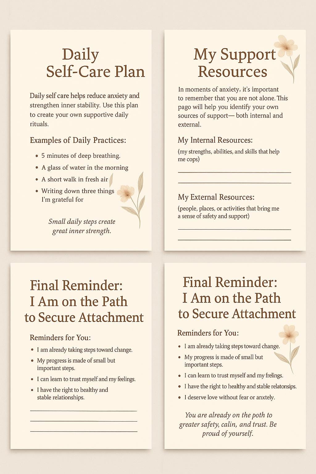 Attachment Anxiety Recovery Workbook | Healing Journal for Secure Relationships | 20 Pages PDF