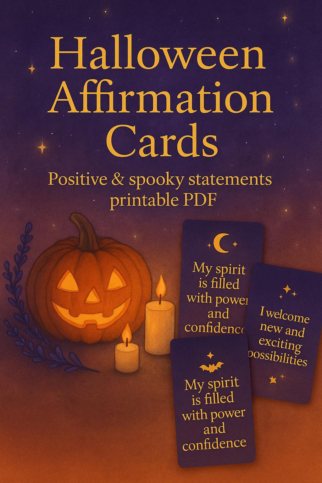 Halloween Affirmation Cards: 30 Spooky Self-Care Printables for Shadow Work & Gentle Healing