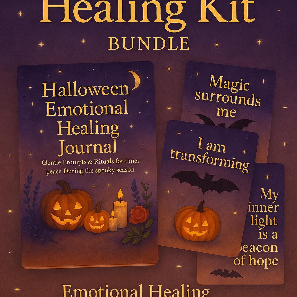 Self-Care Bundle for Halloween: Healing Journal, Affirmation Cards & Shadow Work PDF