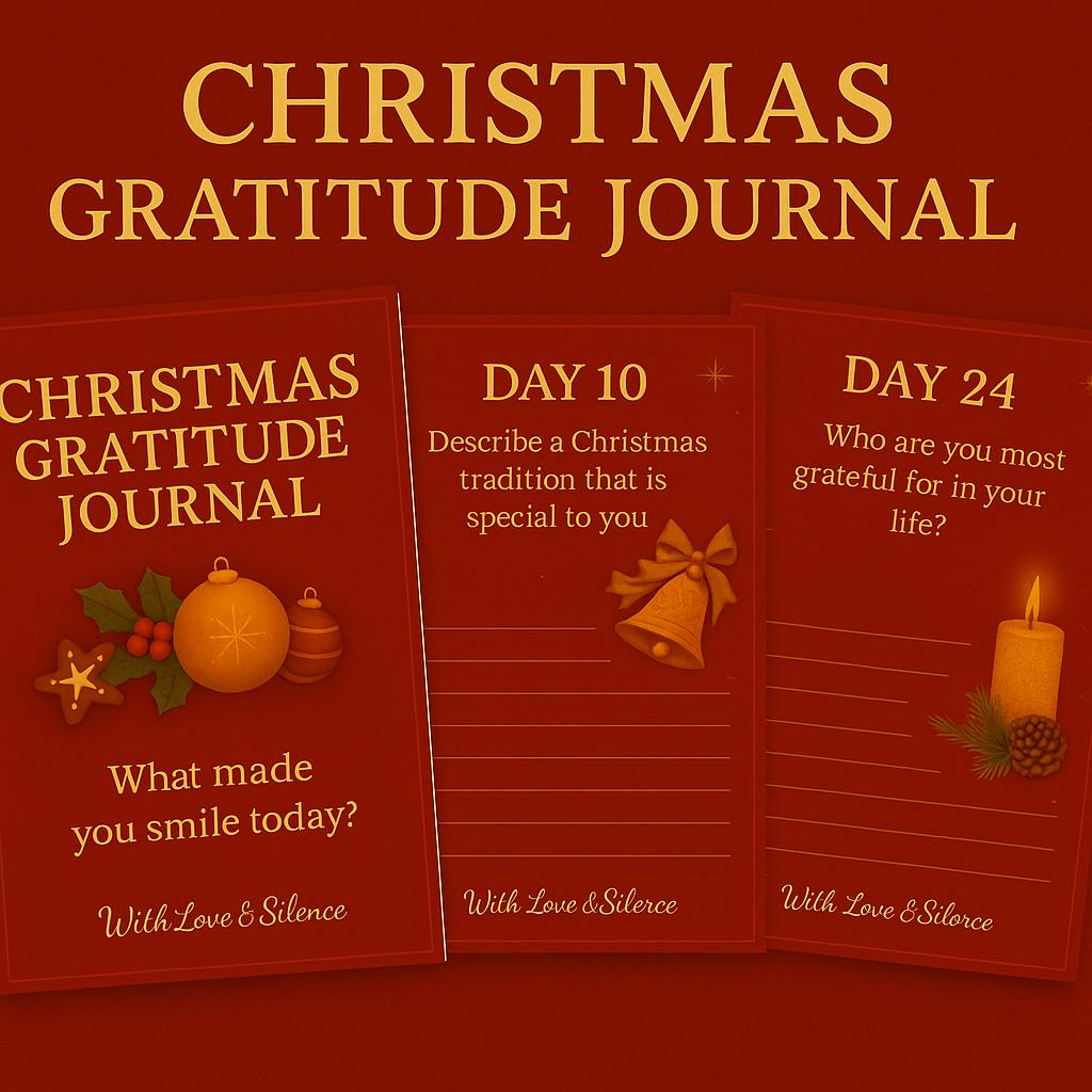 30-Day Christmas Gratitude Journal: Printable Holiday Self-Care & Reflection PDF - Digital Gift