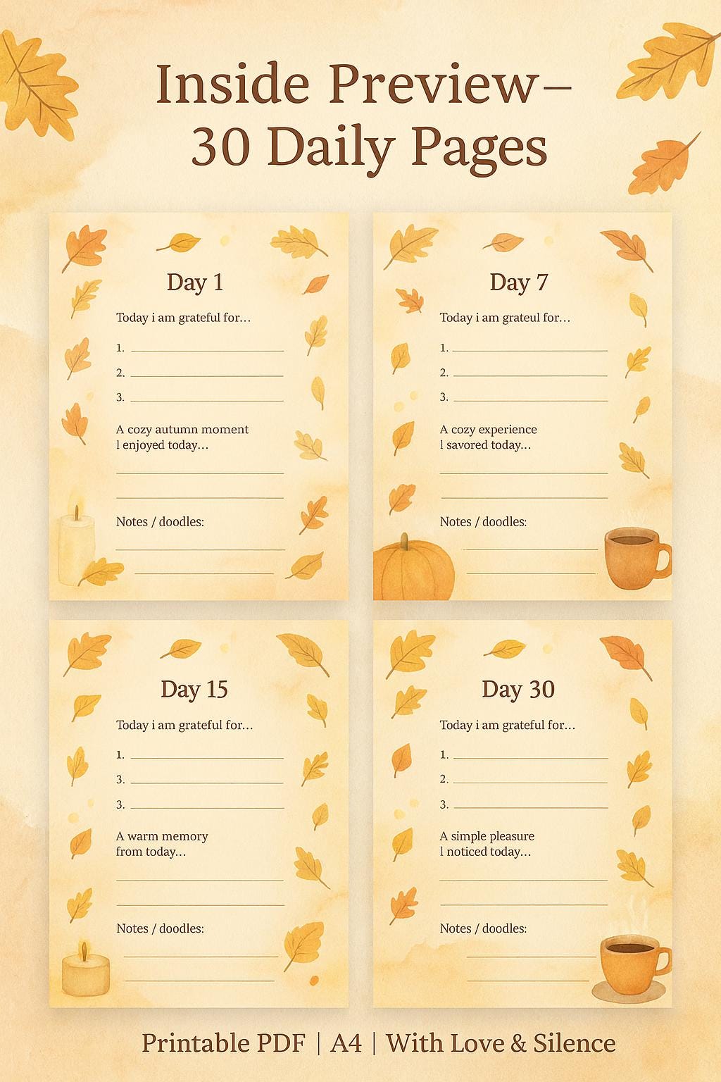 Autumn Wellness Bundle: Mindfulness Journals, Shadow Work, Self-Care Cards & Emotional Check-In PDF
