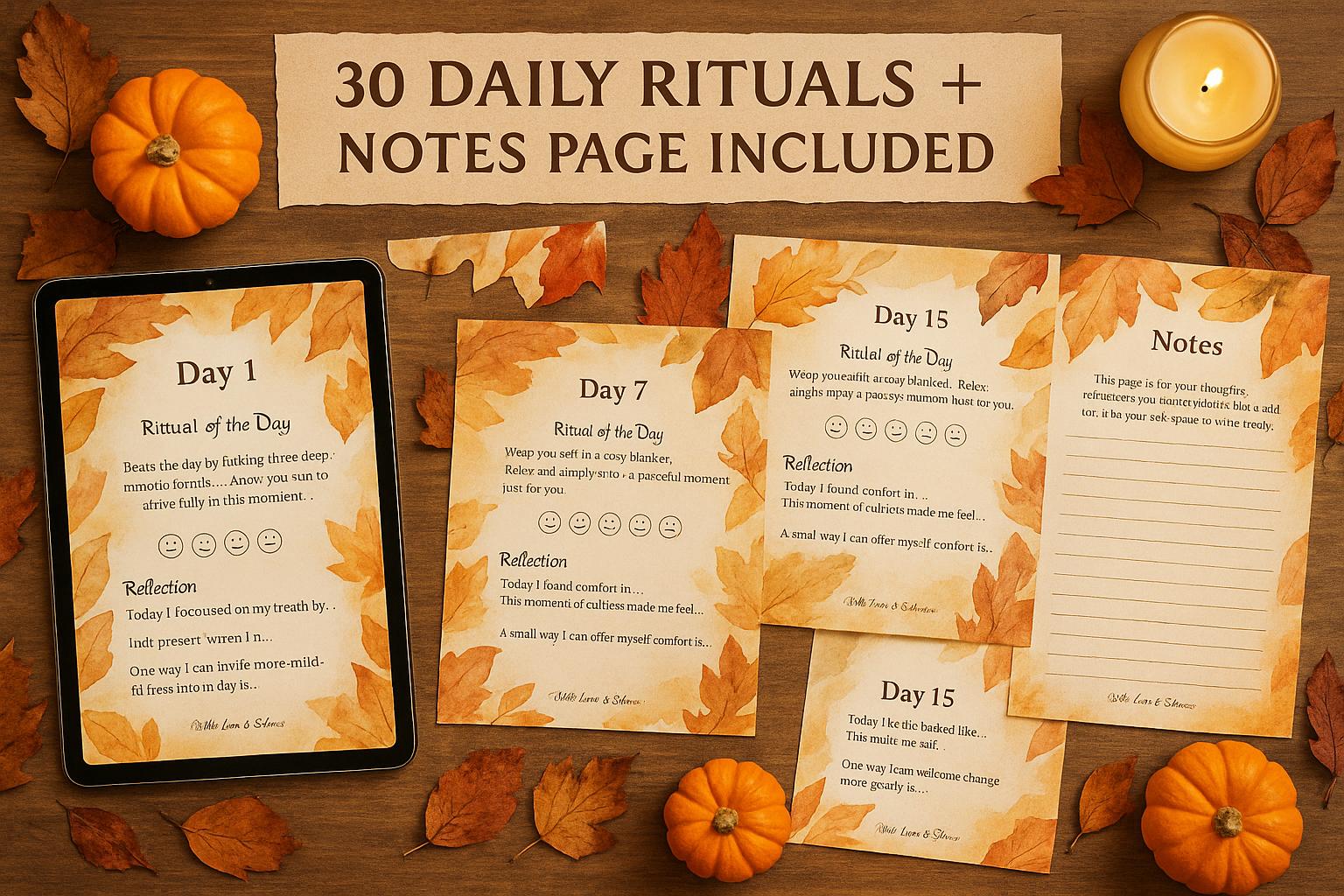 Autumn Mindfulness Journal: 30-Day Guided Self-Care Rituals & Reflections PDF for Fall Wellness