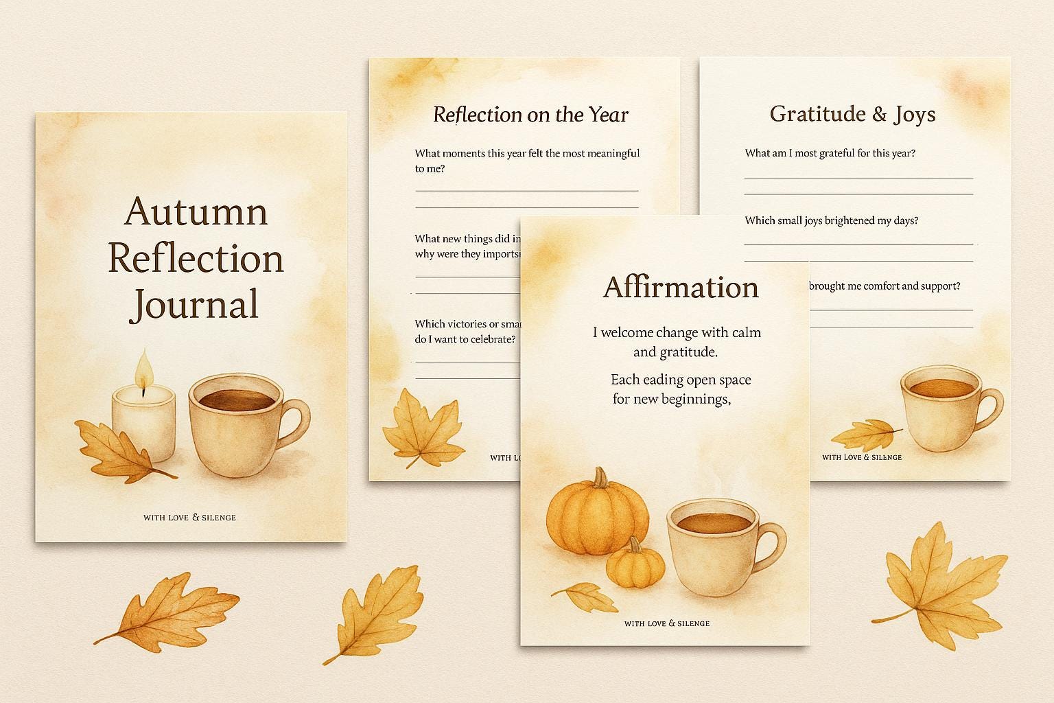Autumn Reflection Journal: Cozy Fall Self-Care & Gratitude Prompts - Printable PDF Mindfulness Planner