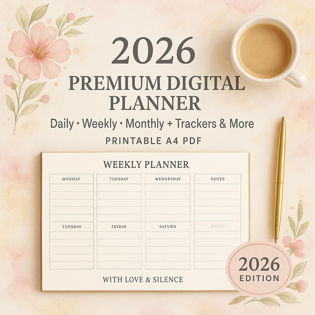 A4 2026 Digital Planner Bundle – Calendar, Journal, Trackers – Instant Download