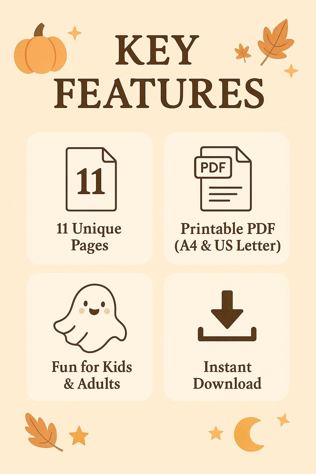 Halloween Printable Coloring Pages: Spooky Fun PDF for Kids & Adults - Instant Download