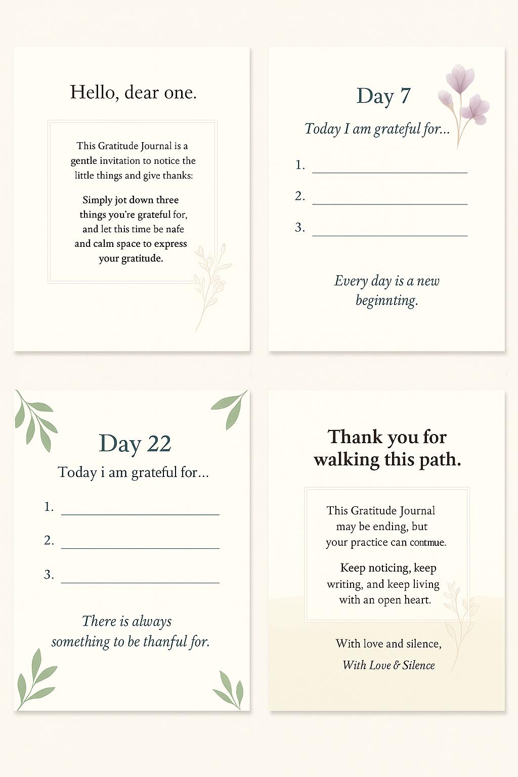 Healing Gift Bundle: Gratitude Journal, Shadow Work Mini Journal & Affirmation Cards | Self-Care Printable PDF Set