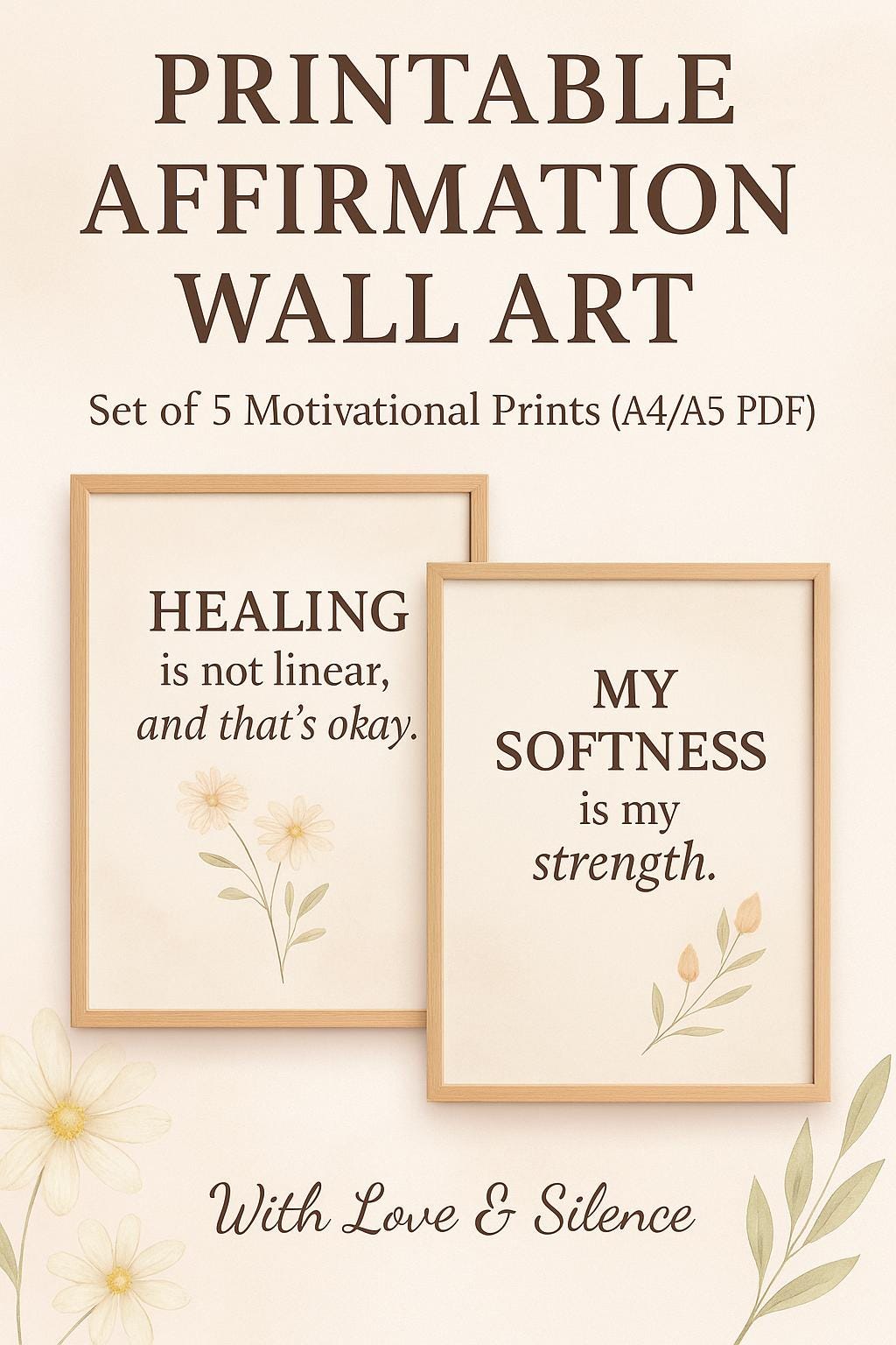 Printable Affirmation Wall Art | Positive Quote Posters | Minimalist Self-Care Prints | Digital Download (A4/A5)