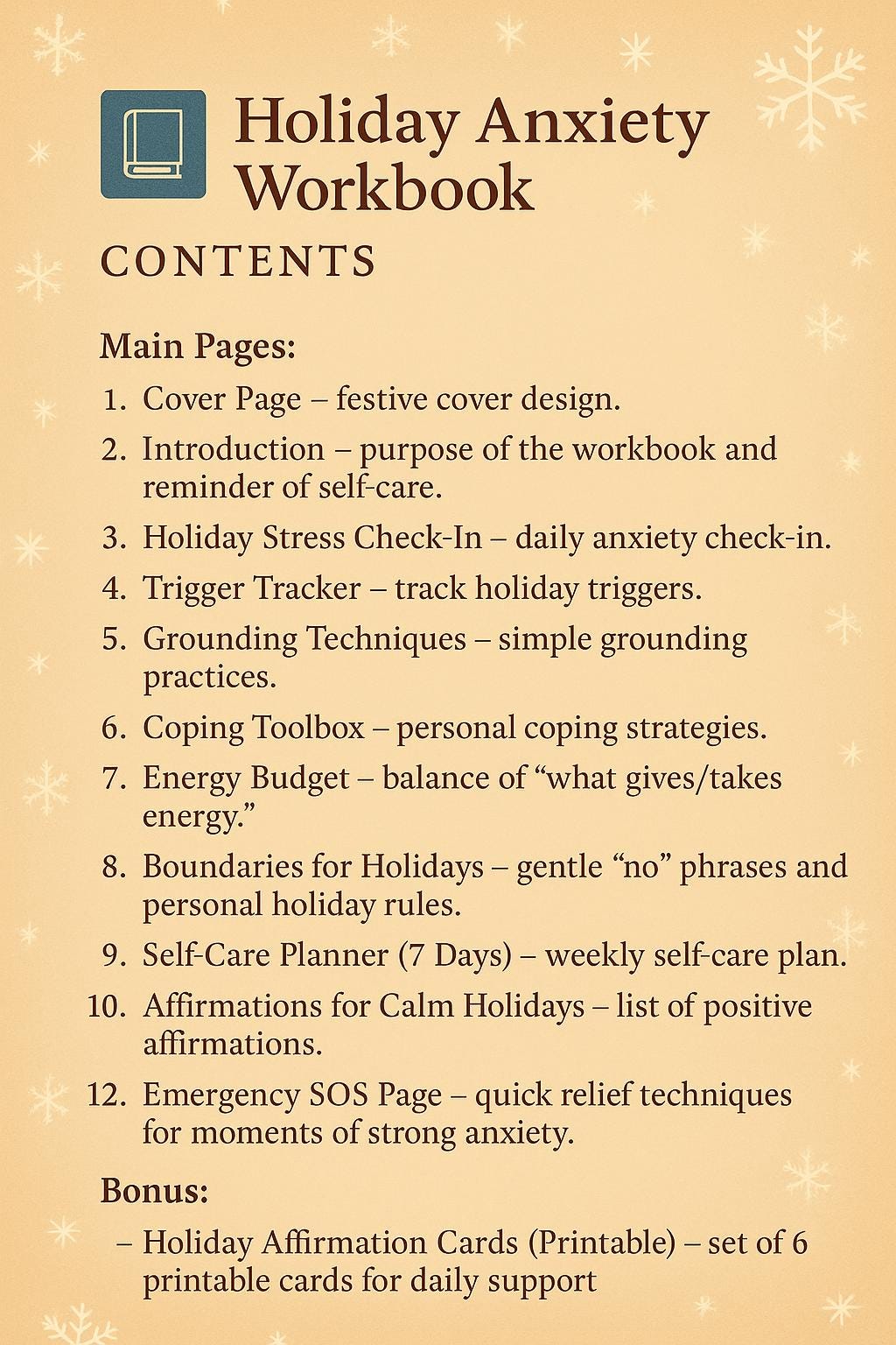 Holiday Anxiety Workbook | Printable Journal for Stress Relief, Self-Care & Calm Holidays (PDF Download)